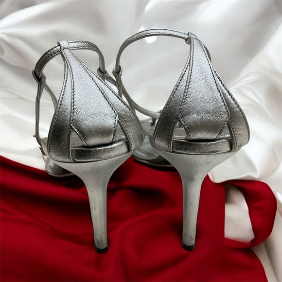 Gunmetal Rhinestone and Silver Evening Heels, Beautiful, Sz 8.5 / 39 - Picture 5 of 16